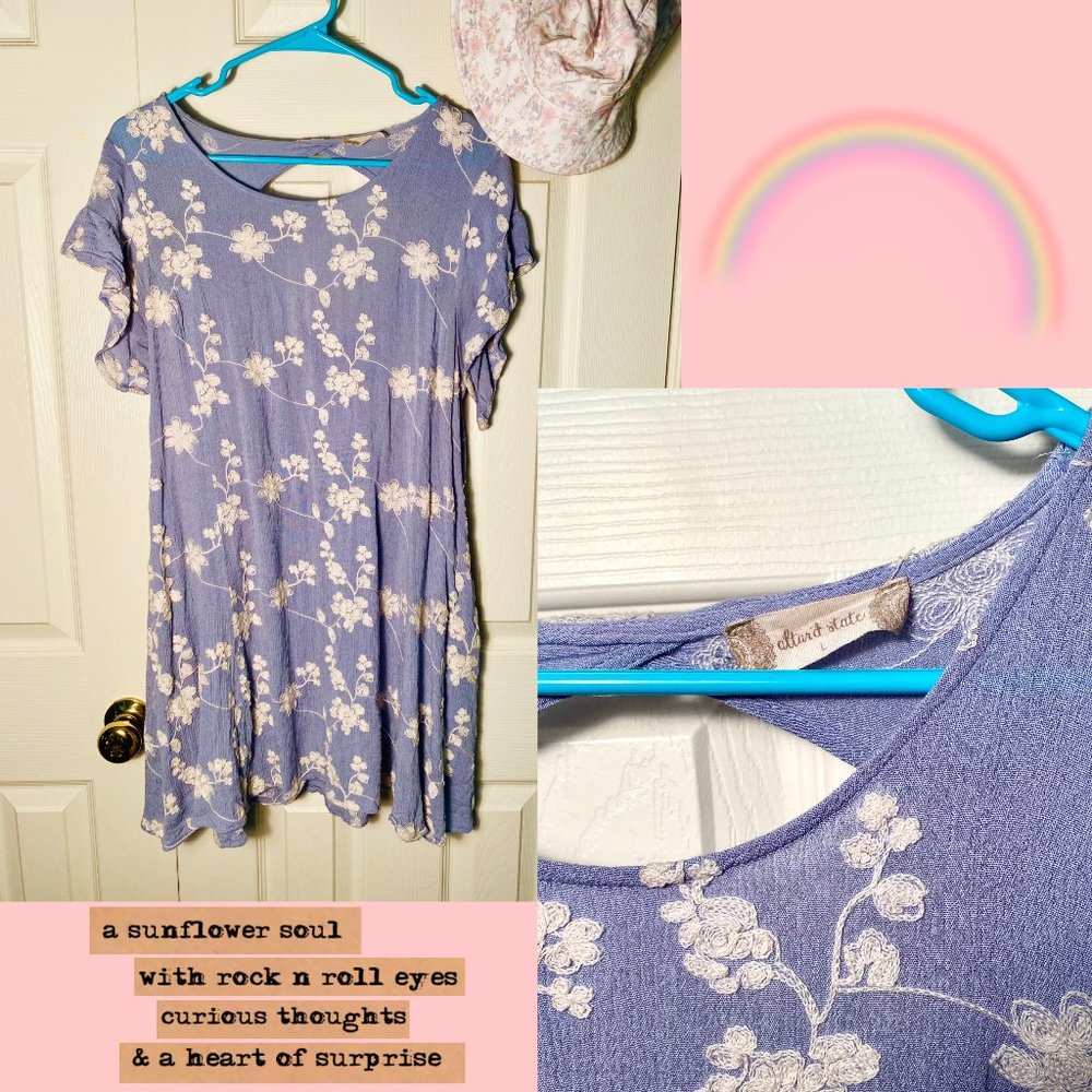 Altar'd State Blue Lace shift dress worn once L